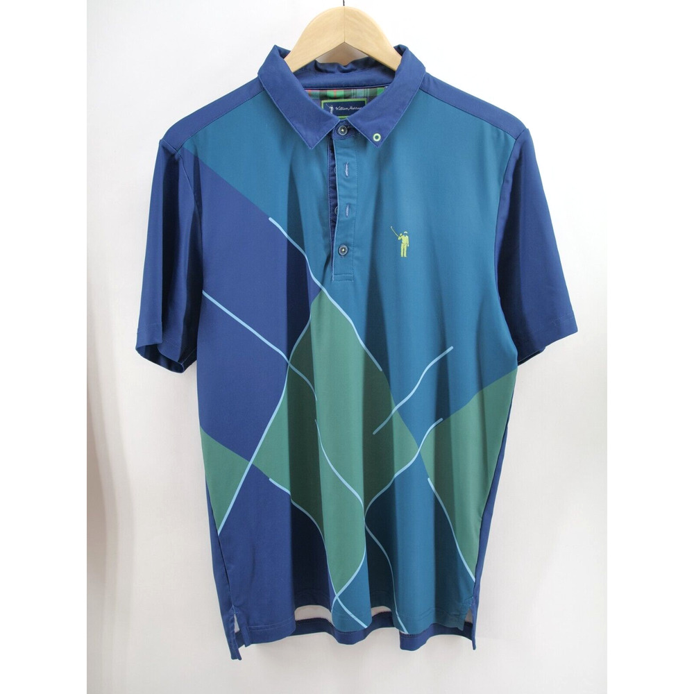 William Murray Golf Polo Blue/Green Argyle‎ Medium